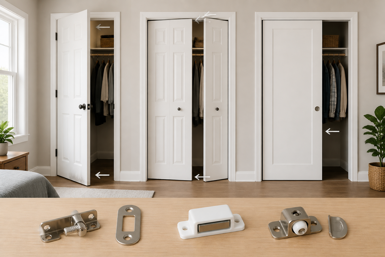 Common reasons a closet door will not stay closed, including misalignment and faulty closure hardware