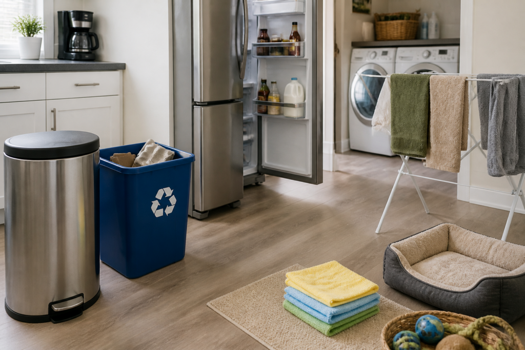 Common household areas being checked and cleaned to remove odor sources