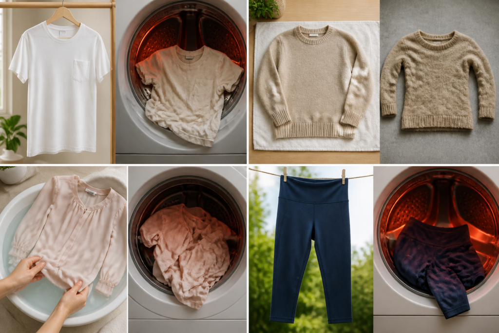 Different garment types requiring different drying and handling methods