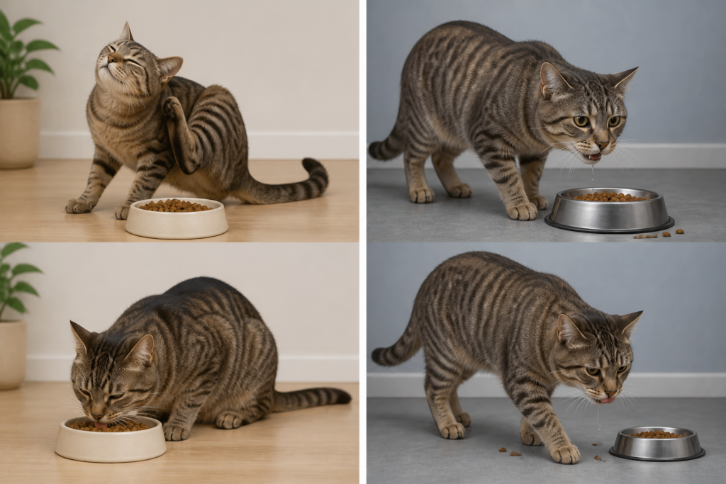 Normal scratching contrasted with signs of feeding discomfort